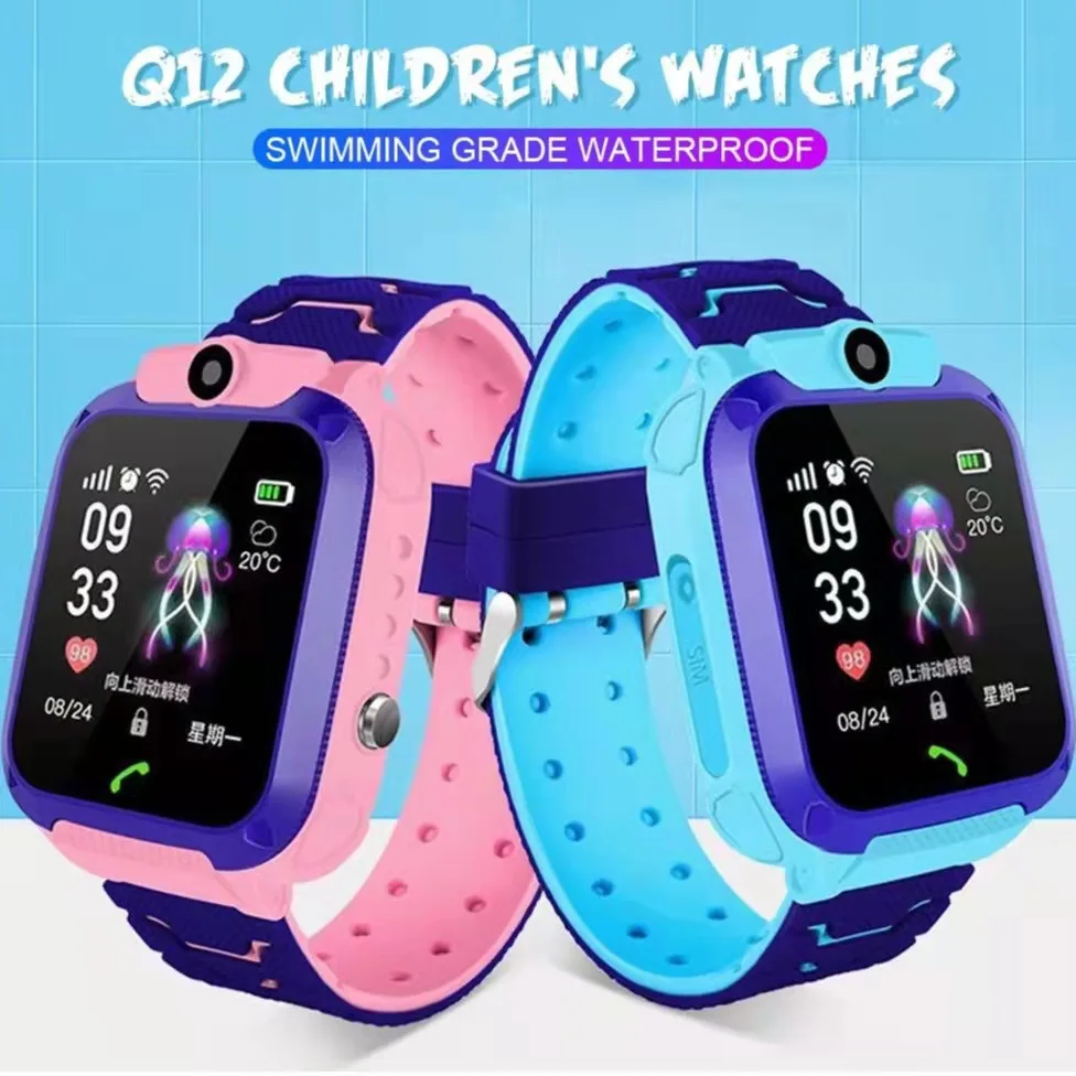 Smartwatch Gift For Boys Girls Q12 Children's Smart Watch SOS Sim Card Call Phone Watches Waterproof IP67 Kids Camera Clock