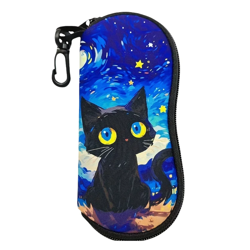 

Outdoor Travel Sunglasses Storage Bag Black Cat Printed Glasses Case Eyeglass Bag Men's And Women's Storage Glasses Bags Gift