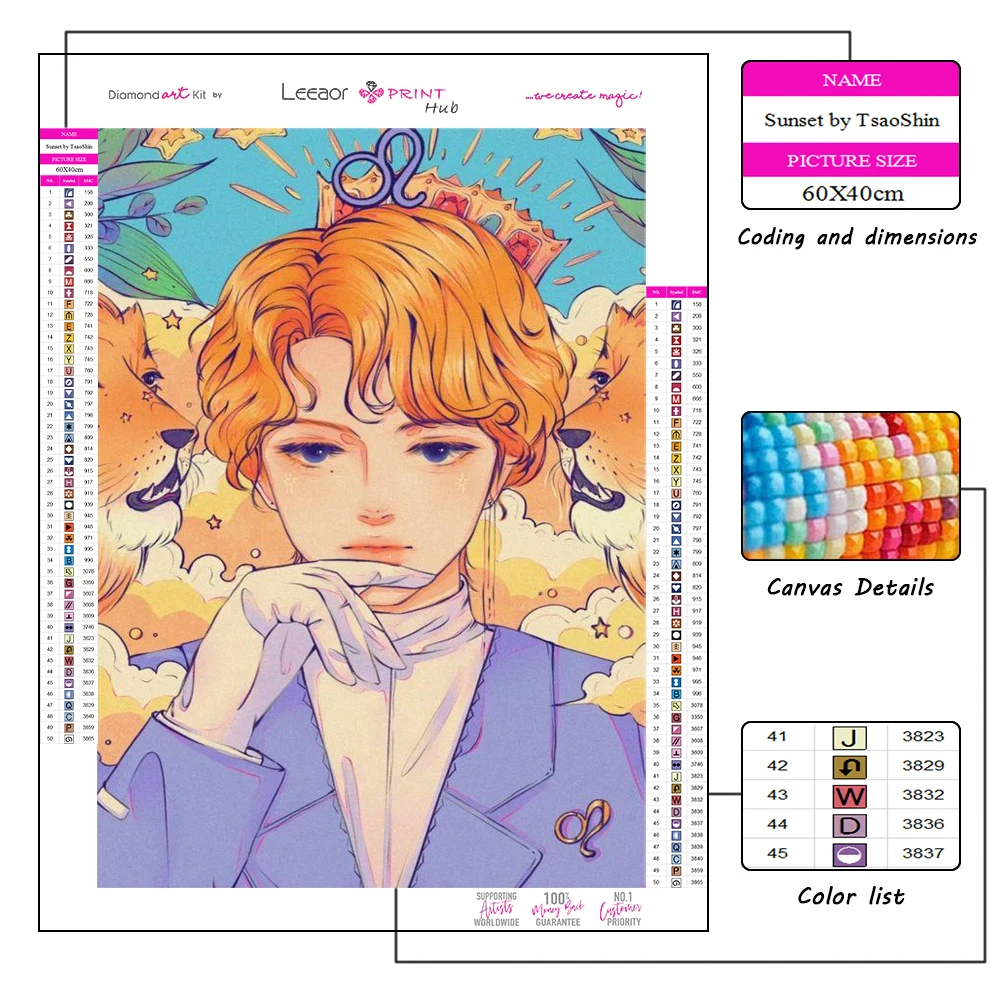 Cartoon Diamond Painting Zodiac Sign Boy Poster Full Diamond Mosaic 5d Diy Embroidery Cross Stitch Kits Home Decor Gift New 2024