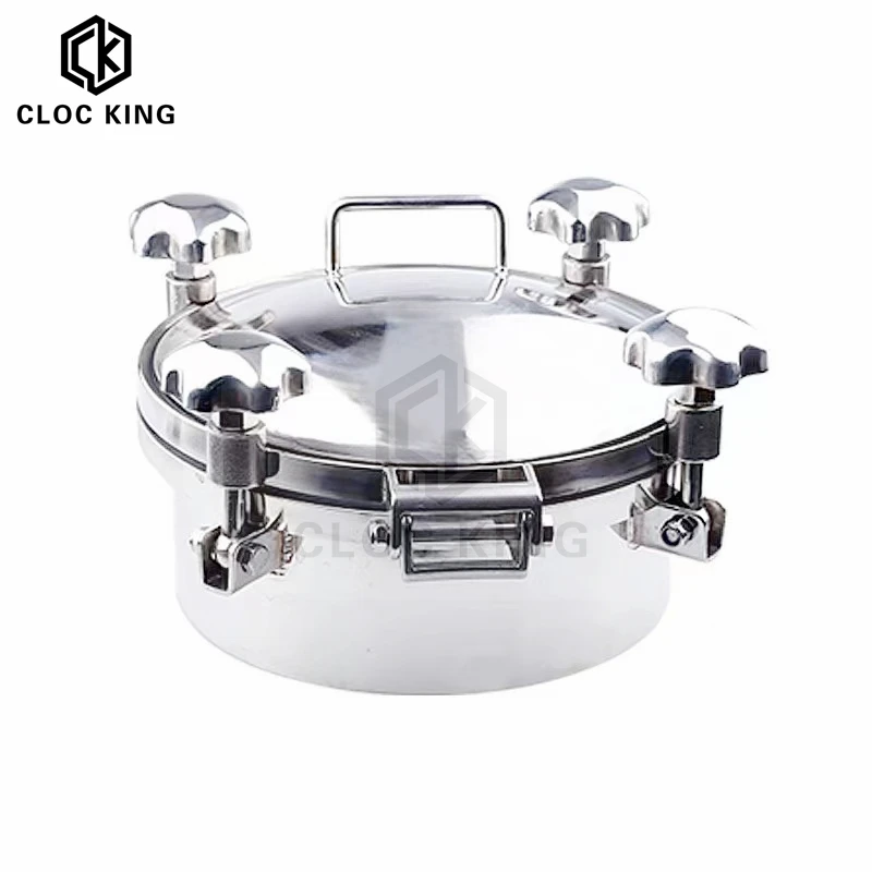 1Pcs 250mm 304 Sanitary Stainless Steel Round Pressure Manhole Cover For Fermentation Tank With Stainless Steel Handle Wheel