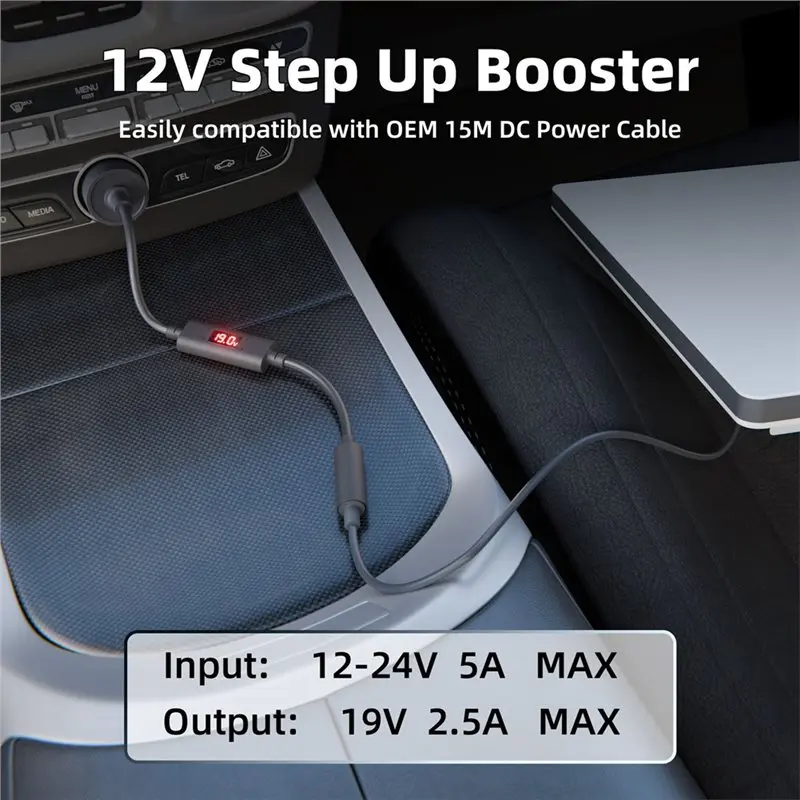 DC Power Adapter For Starlink Mini 60W Car Adapter Featuring Step-Up Booster Functionality Real-Time Voltage& Current Monitoring
