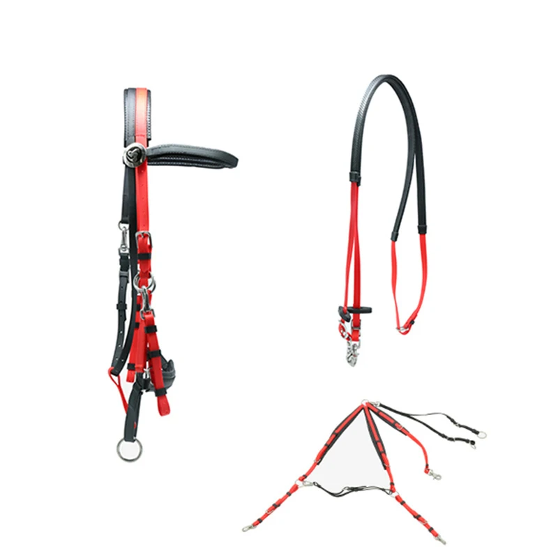 مجموعة أدوات تك الحصان الإنجليزي، لسان نايلون قابل للتعديل + رسن PVC + ملحقات سباق التحمل الأسترالية