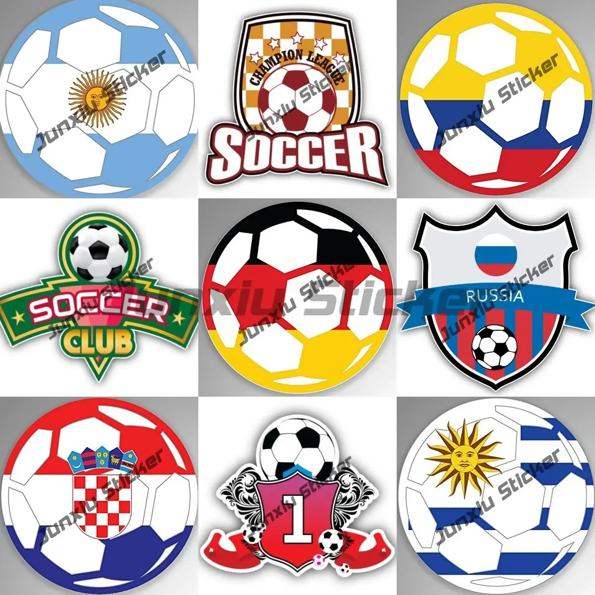 

Flag Football Fans Decals Football Glossy Soccer Ball Car Decal for Cars Camper Bumper Motorcycle Stickers Nacional Flag Soccer