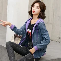 Spring Autumn Female Jeans Coats Embroidered Women's Hooded Denim Jackets Cowgirl Clothing 2025 Fashion Harajuku Low Price Deals