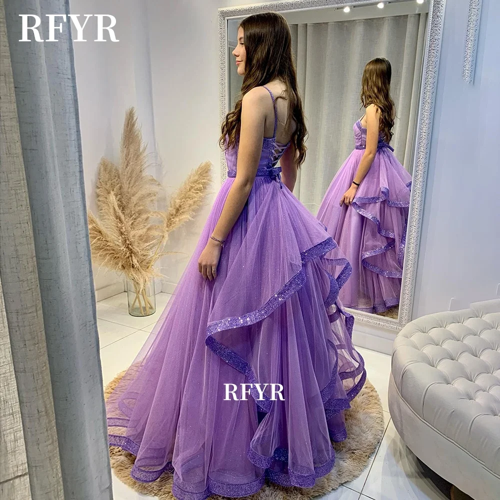 RFYR Sweetheart Prom Gowns Glitter Party Gowns A Line Evening Gowns Tulle Celebrity Gala Gowns for Women Customized