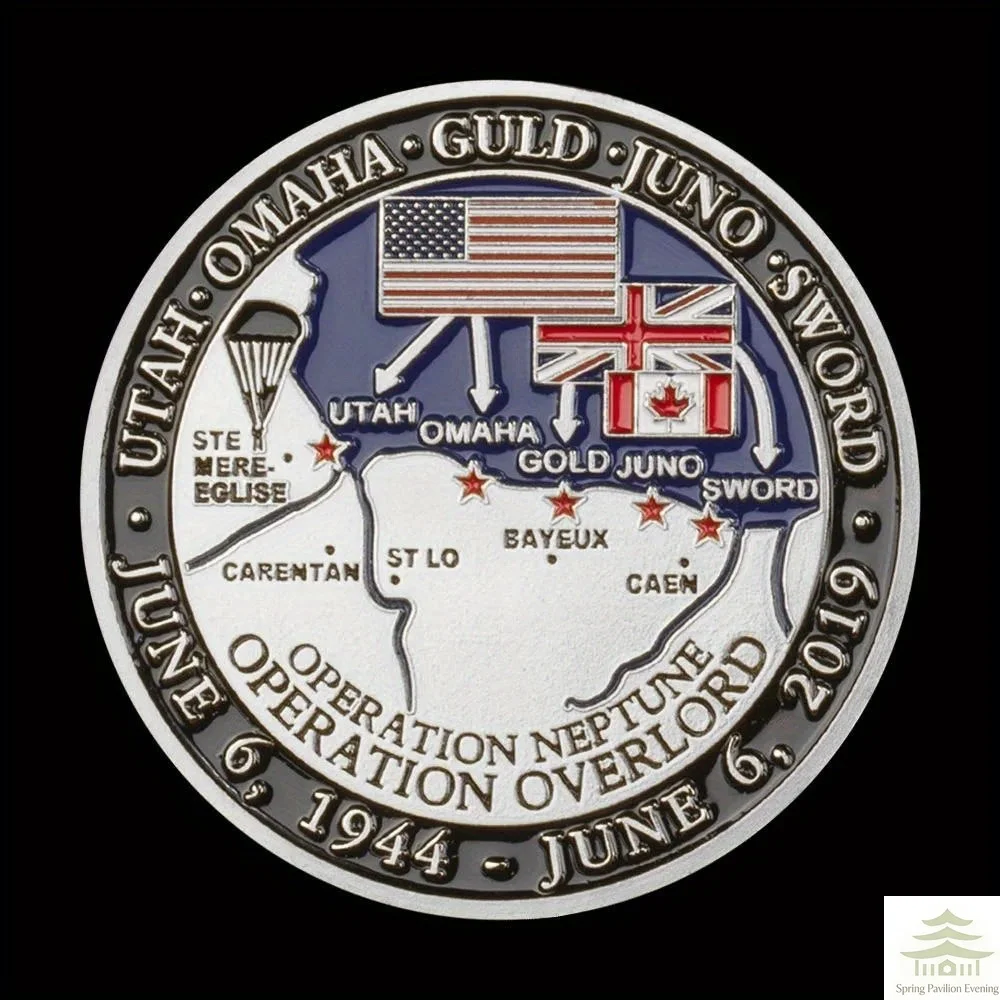 75th Anniversary of D-Day Souvenir Coin The Eyes of The World Are Upon YouVeteranChallenge Coin Golden Plated Commemorative Coin