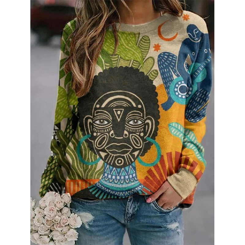 

African Ethnic Style Sweatshirts Abstract Art Paisley 3D Print Hoodies Women Streetwear Pullovers Tops Y2k Hoodie Woman Clothing