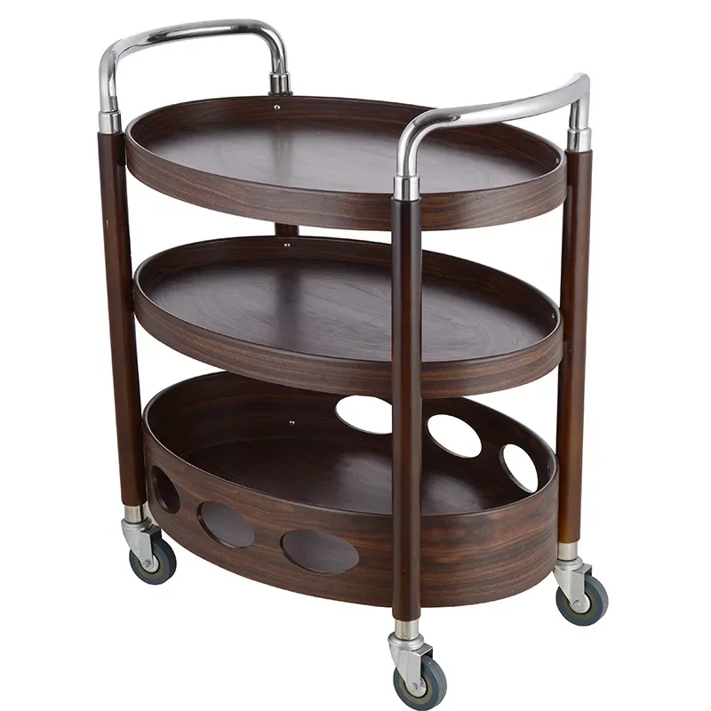 

Double Oval Trolley Dining Trolley Walnut Wine Hotel Club Private Room Tea