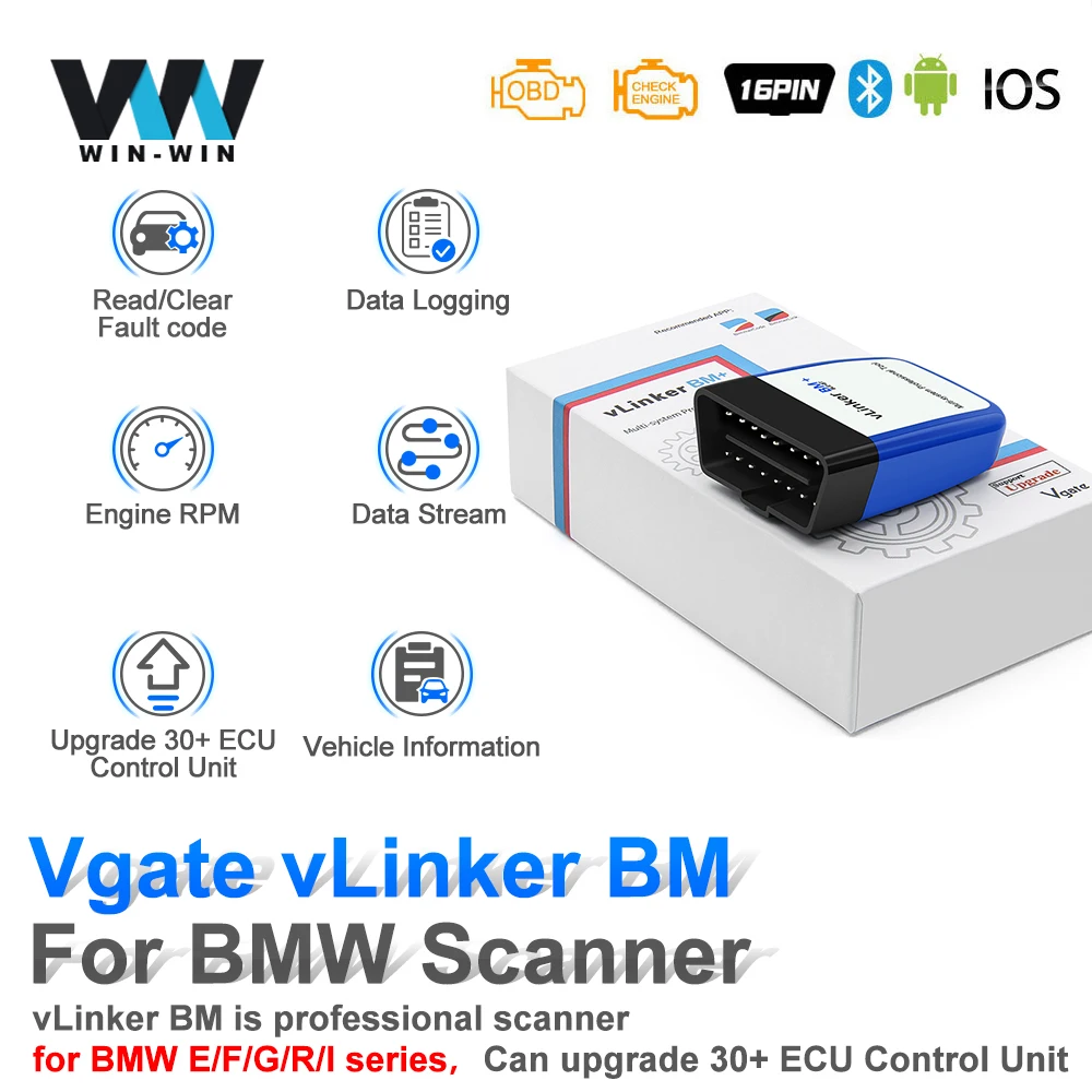 Vgate vLinker BM ELM327 V2.2 Bimmercode For BMW Scanner OBDII Bluetooth 4.0 OBD 2 OBD2 Car Diagnostic ELM 327 V1 5 Auto Tool