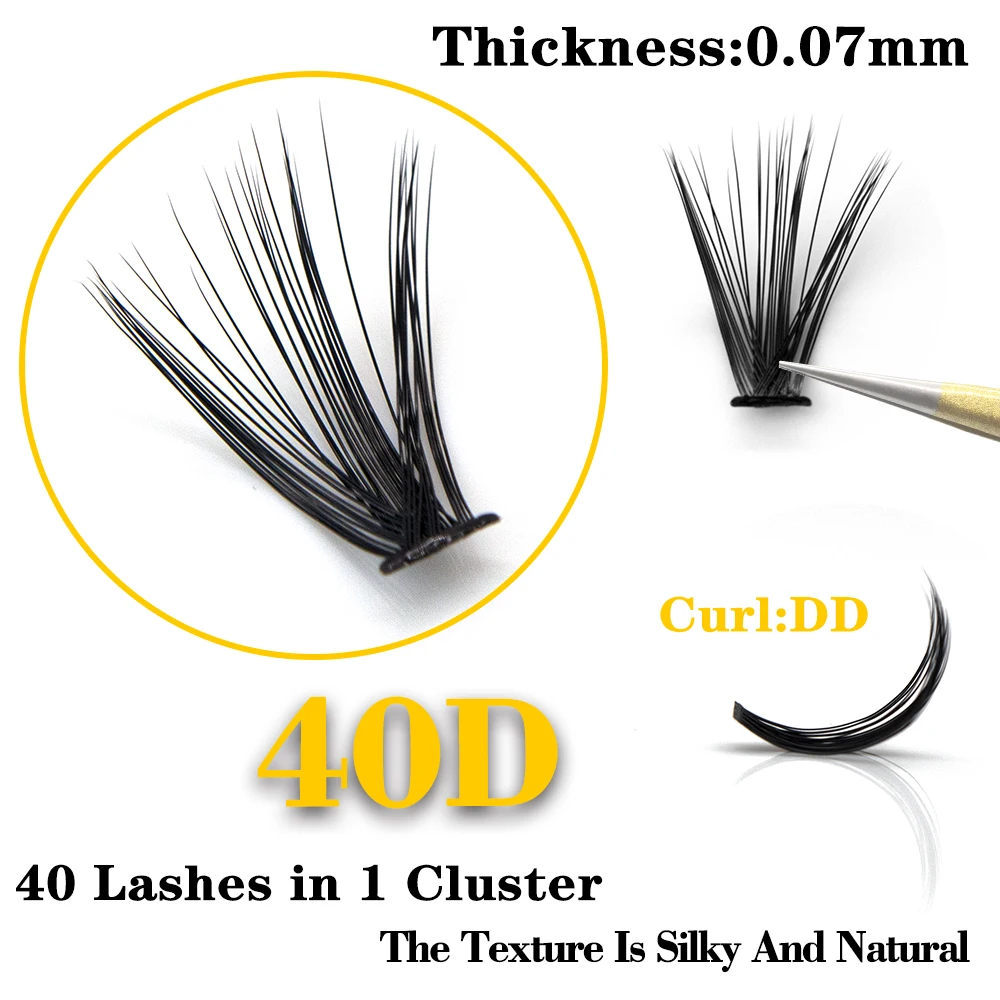 60 Bundles Natural  Eyelash Extension  Volume Faux Mink Eyelashes Individual 40D Cluster Lashes Makeup Cilia SILK