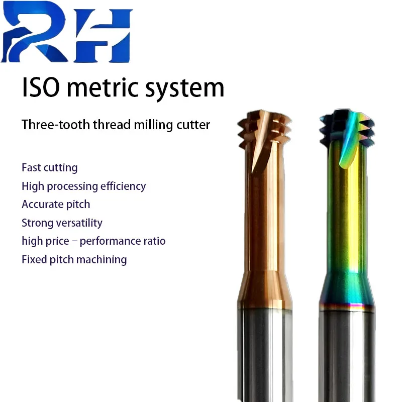 

ISO Metric Thread Milling Cutter Tungsten Steel Alloy Three-Tooth Milling Cutter Coating Cutter M1M2M3M4M5M6M8M10M12M16M20M24