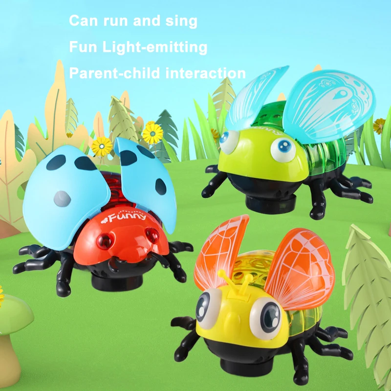 

New Children's Electric Walking Insect With Music Lights Seven Star Ladybug Children Parent-child Interactive Light-emitting Toy