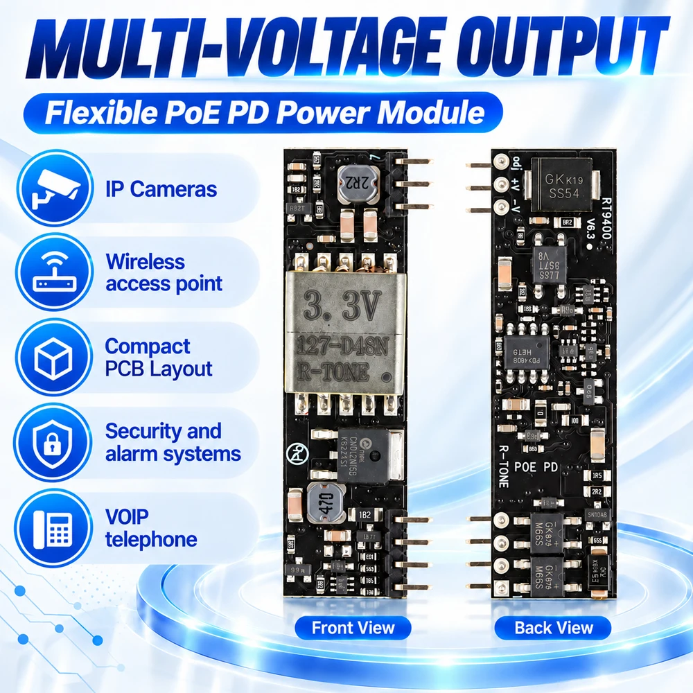 Moduł zasilający RT9400 POE PD moc AF Standard 13W 3.3V 5V 12V 24V — zdjęcie produktu 4