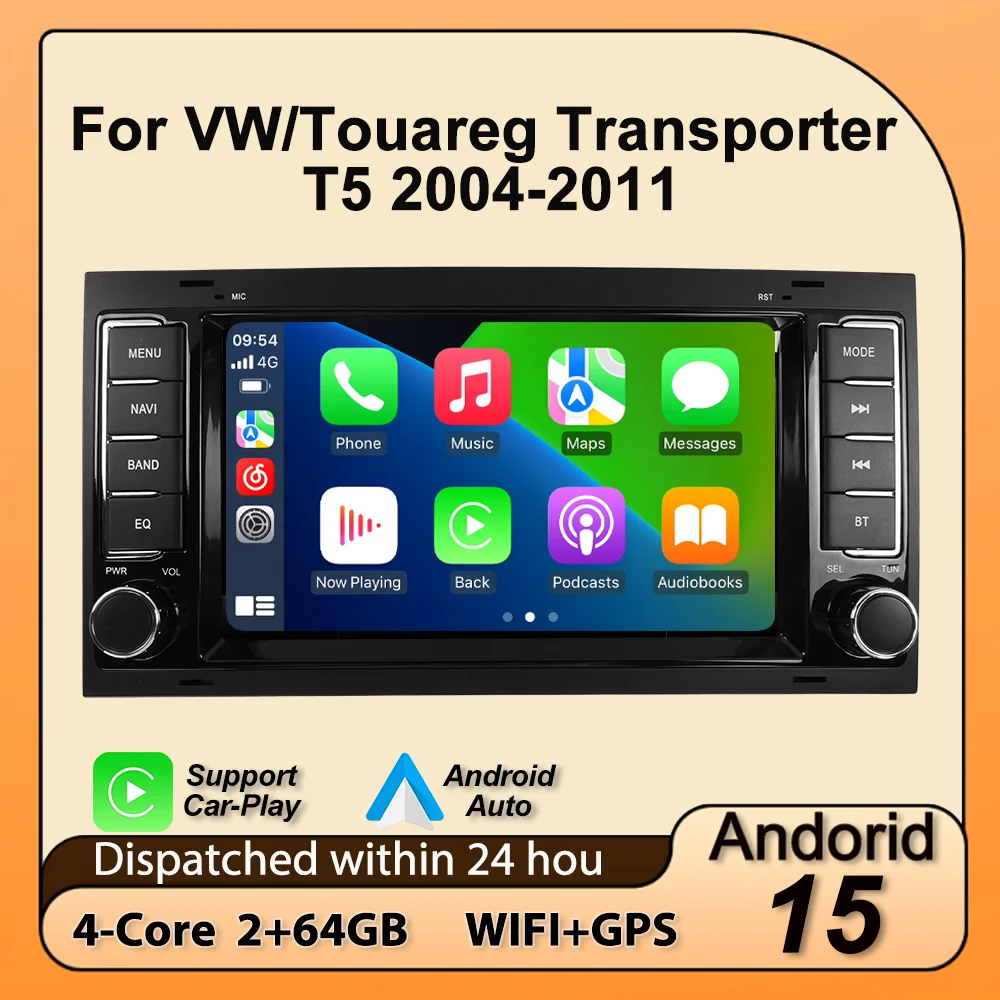 MEKEDE Android 15 7-Zoll Wireless Carplay Autoradio für Volkswagen VW Touareg Multivan T5 Transporter 2004-2011 Multimedia-Player
