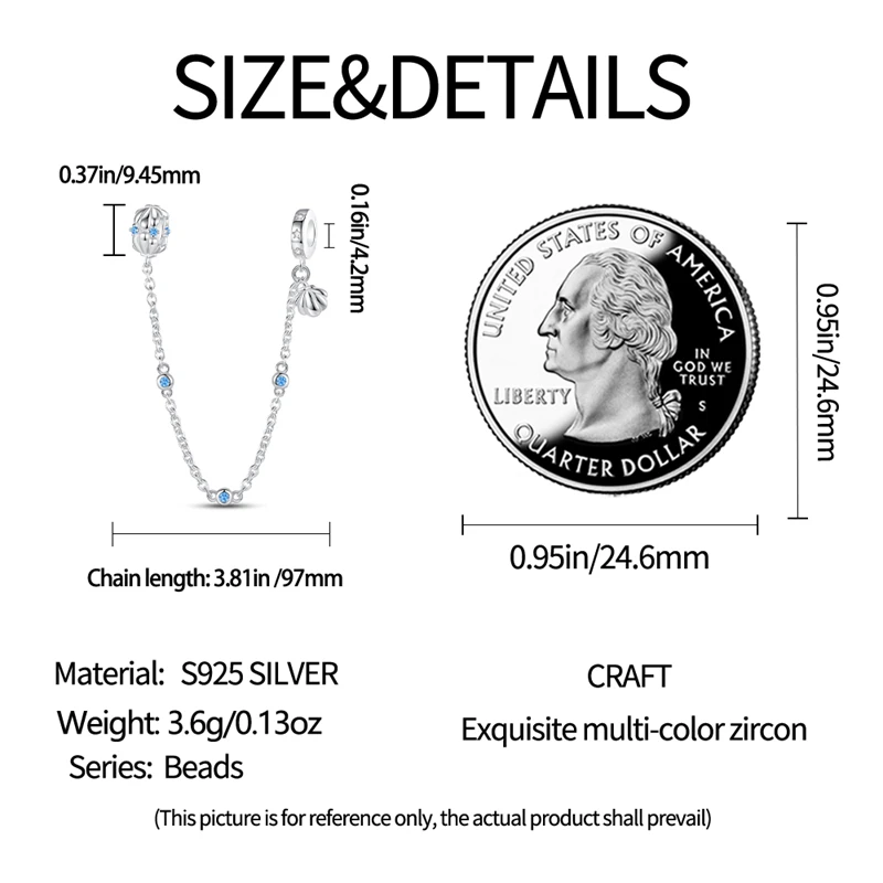 Charms Blue Beads Seashell Safety Chain Plata Fit Original 925 Charms Bracelet Beads Cute Ocean Jewelry Gifts for Women