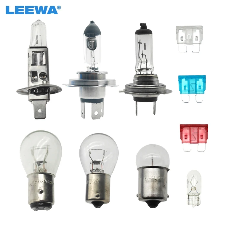 

LEEWA 5set 12V Super Bright Car 10pcs/Set Emergency Kit Halogen Bulb H1/H4/H7/1156/1157/R5W Multi-model Lamp Combination Set