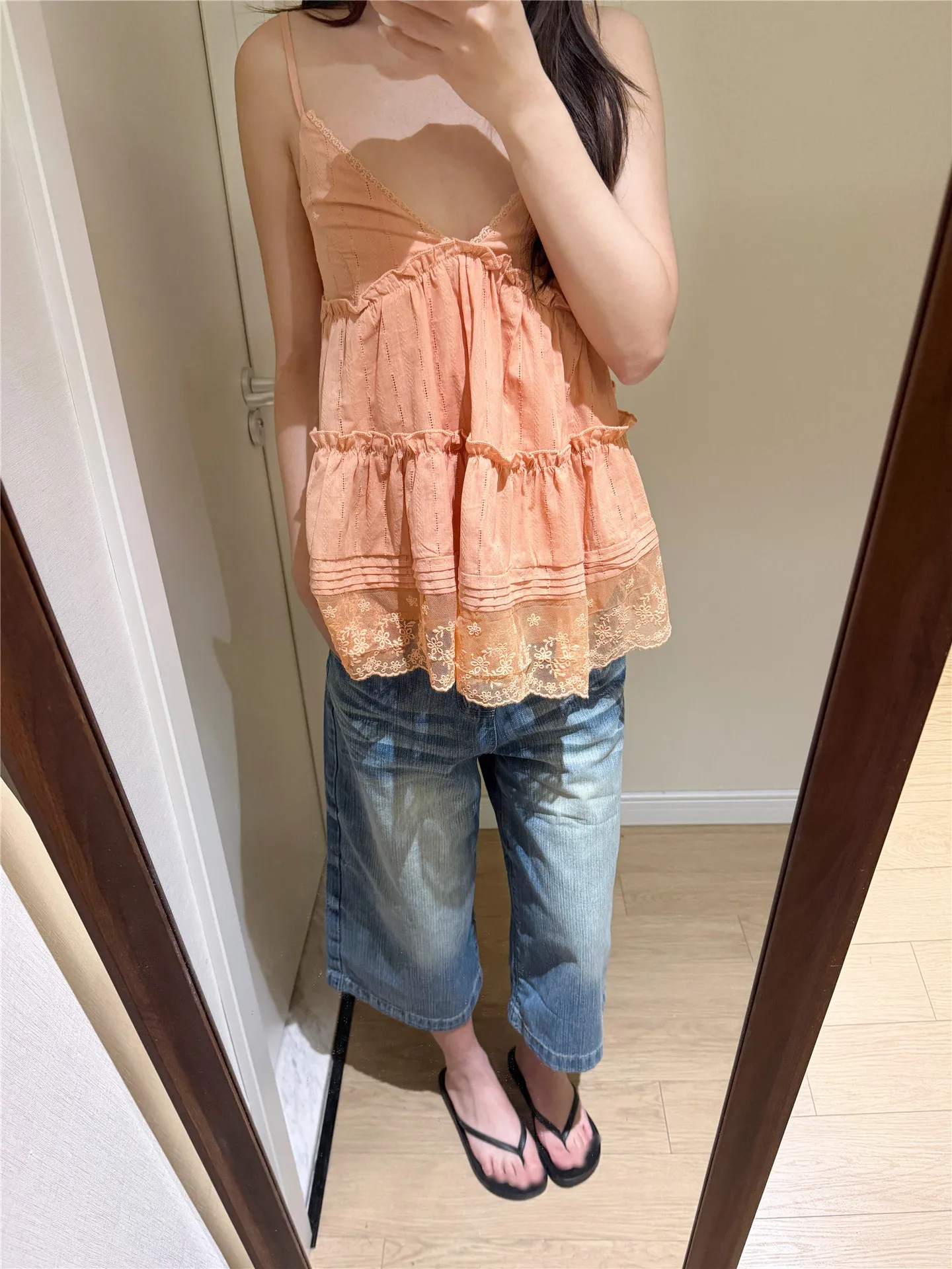 

Retro American Heavyweight Bamboo Vintage 7/8 Length Jeans Loose Fit Women's Summer Slimming Washed Blue Denim Mid-Rise Trousers