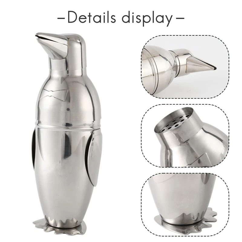 500Ml Cocktail Shaker,Creative Penguin Stainless Steel Bar Bartender Drink Mixer Shaker Pot,Wine Bottle,Wine Accessories