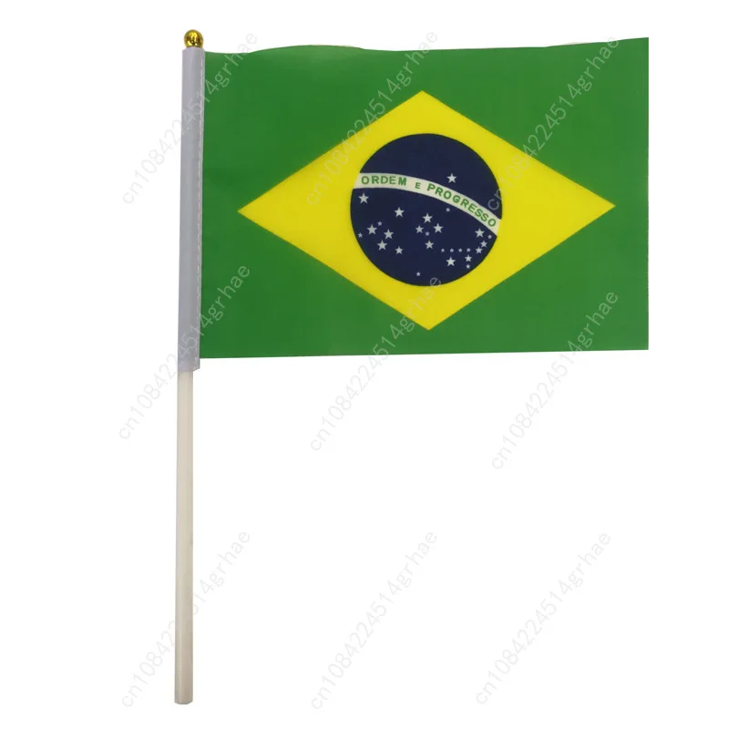 Brazil Hand Waving Flag Brazil Flag Small Mini Hand Held Flags 10 Pcs 14x21cm  Sporting Event Support Handheld Flag