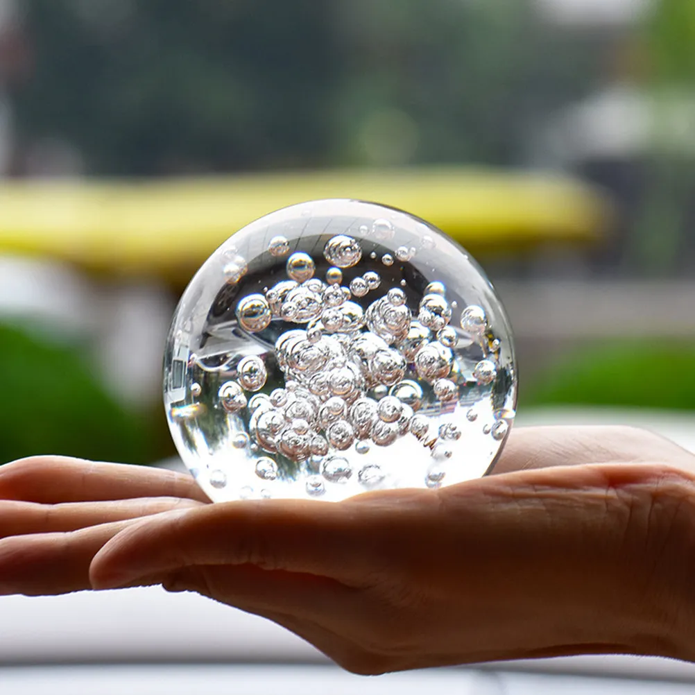 1Pcs Crystal Ball Home Decor Transparent Bubble Glass Ornament Rockery Decoration Artistic Gift Desktop Showcase Accent 6Cm