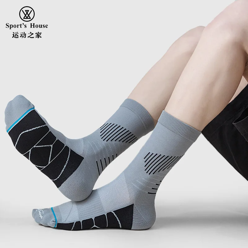 

Sport's House 6pairs Sports Home Men's Spring and Summer Medium Tube Light and Breathable Hiking Socks Towel Bottom Sports Socks