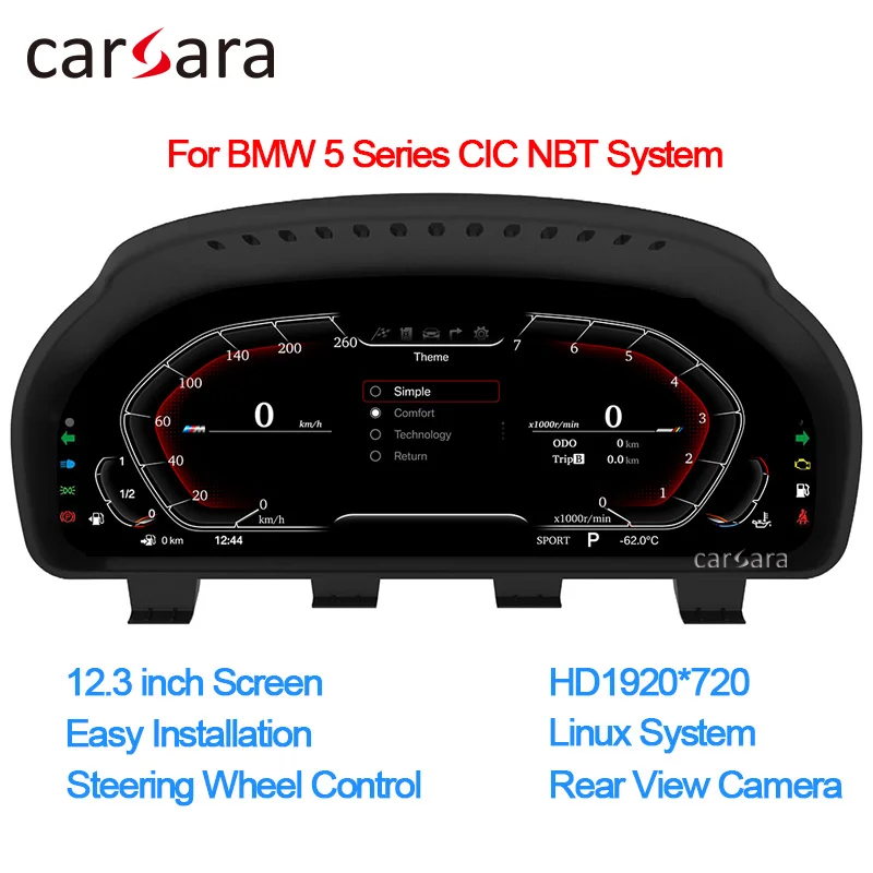 Vehicle TFT Instrument for BMW 5 6 7 Series X3 X4 X5 X6 F10 F07 F06 F12 F25 F26 F01 F02 F03 F04 12.3” Dashboard Gauge Display