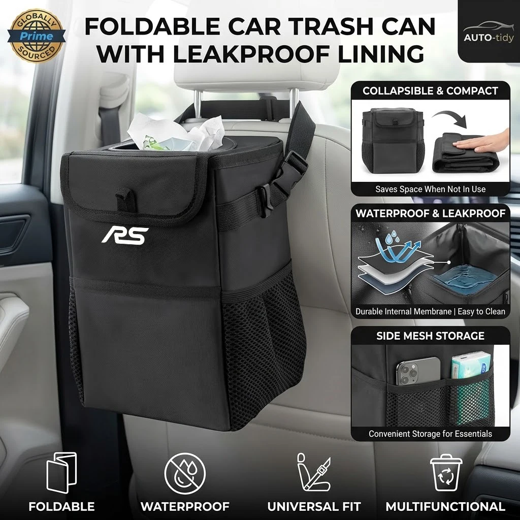 Foldable portable leak-proof waterproof lid car trash can capacity For Focus ST Line Kuga Fiesta Hybrid Transit EcoBoost Bronco