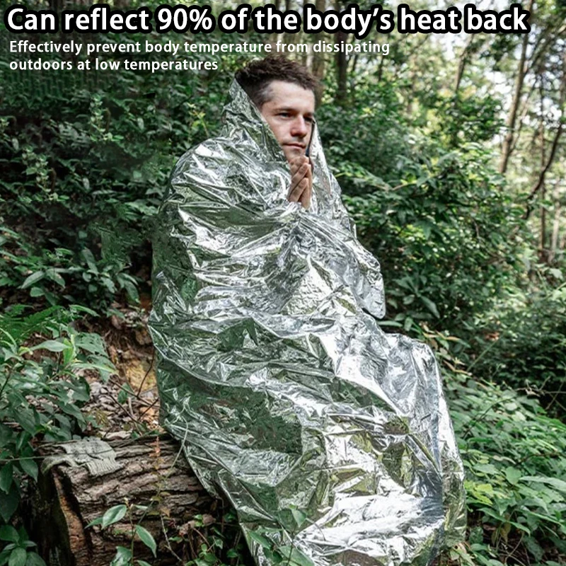 

New Emergent Blanket Thermal Outdoor Survive First Aid Kit Rescue Space Foil Camp Hike Mountaineer Bug Out Bag Heat Retain