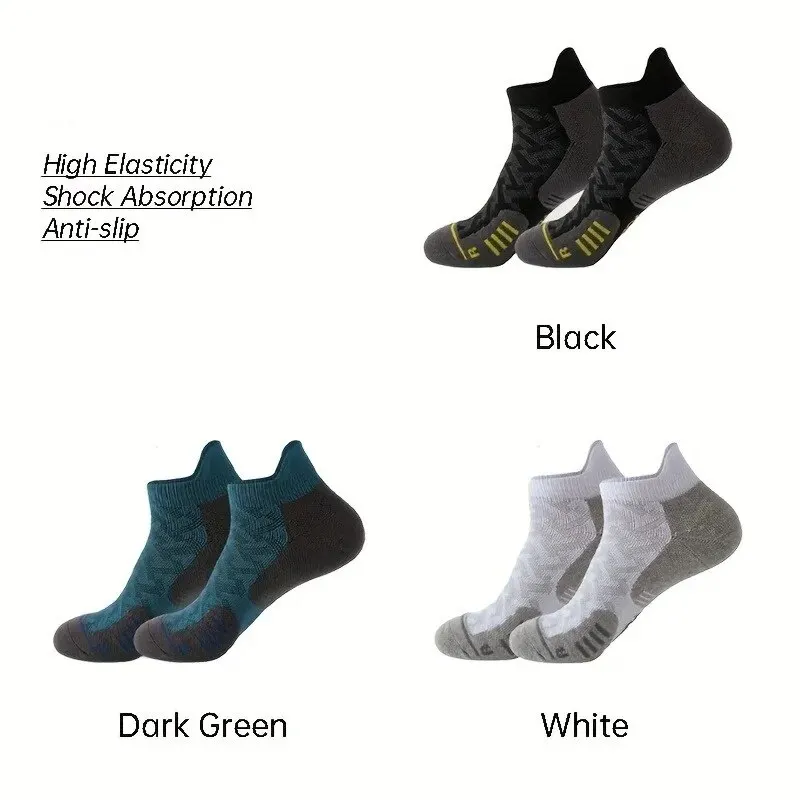 4 Pairs of Quick-Dry Men\'s Crew Sport Socks - Comfortable, Breathable, Non-slip Polyester Socks for Outdoor Running, Hiking, Tre