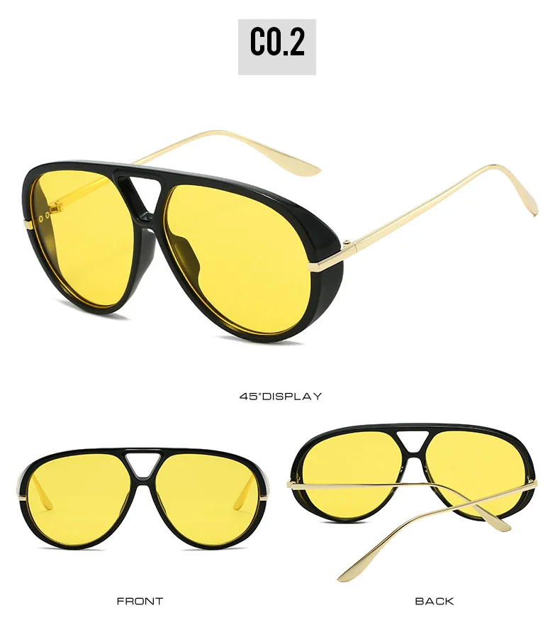 Mode Pilot frauen Sonnenbrille Neue Übergroßen Punk Marke Designer Sonnenbrille Trendy Street Metall Doppel Brücke Shades Brillen – Detail 7