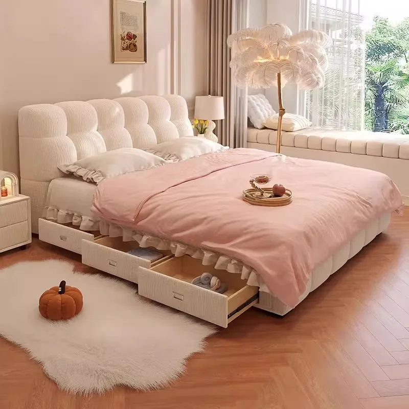 Cute Young Decoration Bed Bedside Table Girls Household Modern Bed Kids Headboards Lounges Camas De Dormitorio Furniture Home
