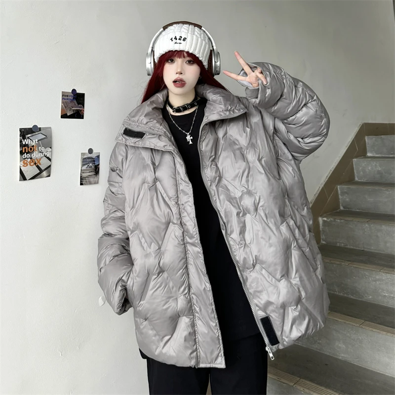 Apricot Down Jacket Women Coat Thicken Fashion American Streetwear Y2K Style Duck Down Feather Female Winter Solid Short Outwear