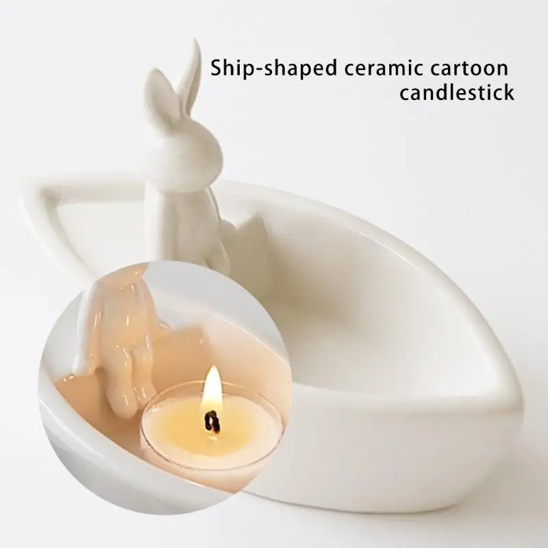 2025 Nuova Candela candela coniglio in ceramica Pasqua Candele per le camere da letto per camere da letto