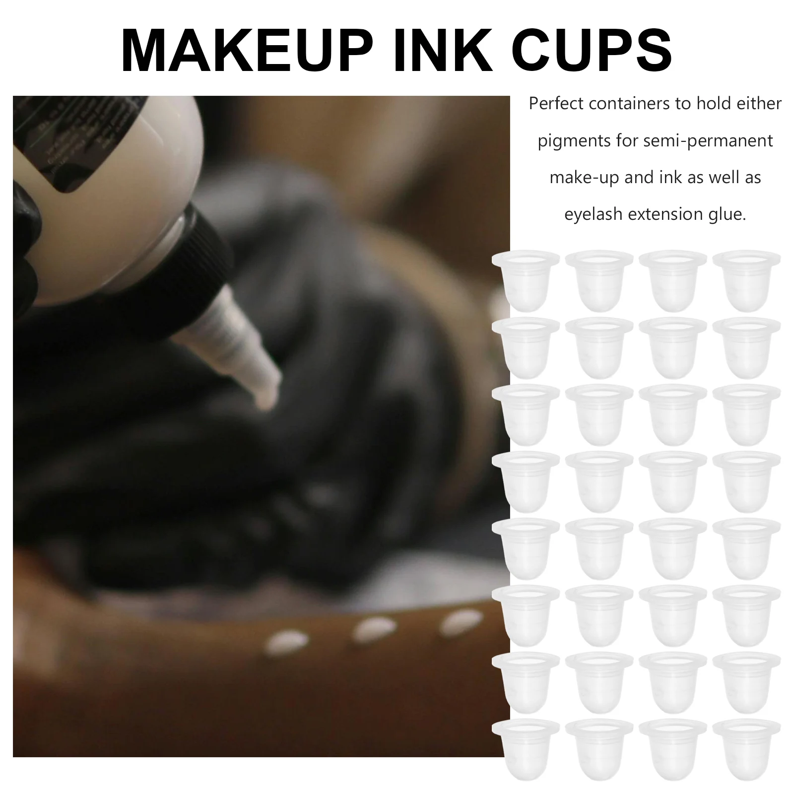 

200pcs Clear Ink Cups Color Pigment Kits for Tattoo Durable Reusable Easy Clean Blade Large Size Supplies Artist
