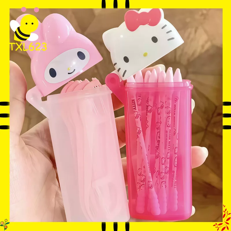 

KT Storage Box - Kawaii Anime Toothpick & Cosmetic Swab Organizer, Portable Mini Travel Container