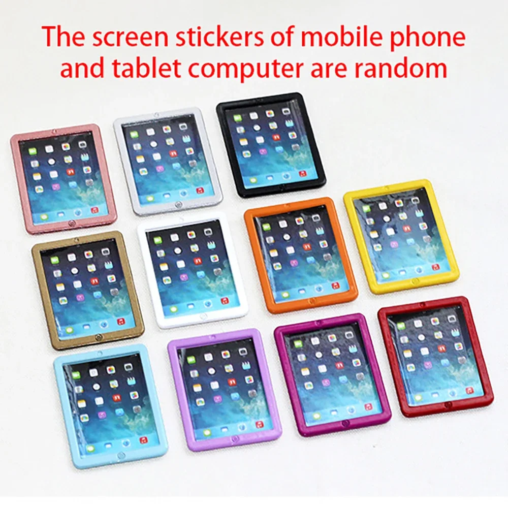 Accessoires miniatures pour maison de poupée, Mini tapis de téléphone portable en alliage, ensemble d'ordinateur, modèle de jouet pour décoration de maison de poupée, 1/12