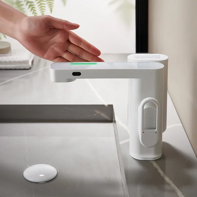 Contactless Smart Bathroom Faucet Light Emitting Diode Digital Display Faucet Mixer Liquid Soap Dispenser Infrared Basin Automat