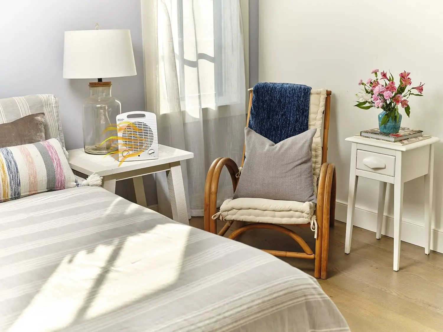 Portable Indoor Space Heater 1500W, Fan Forced with Adjustable Thermostat, Overheat Protection, Tip-Over Switch, Cool Housing –