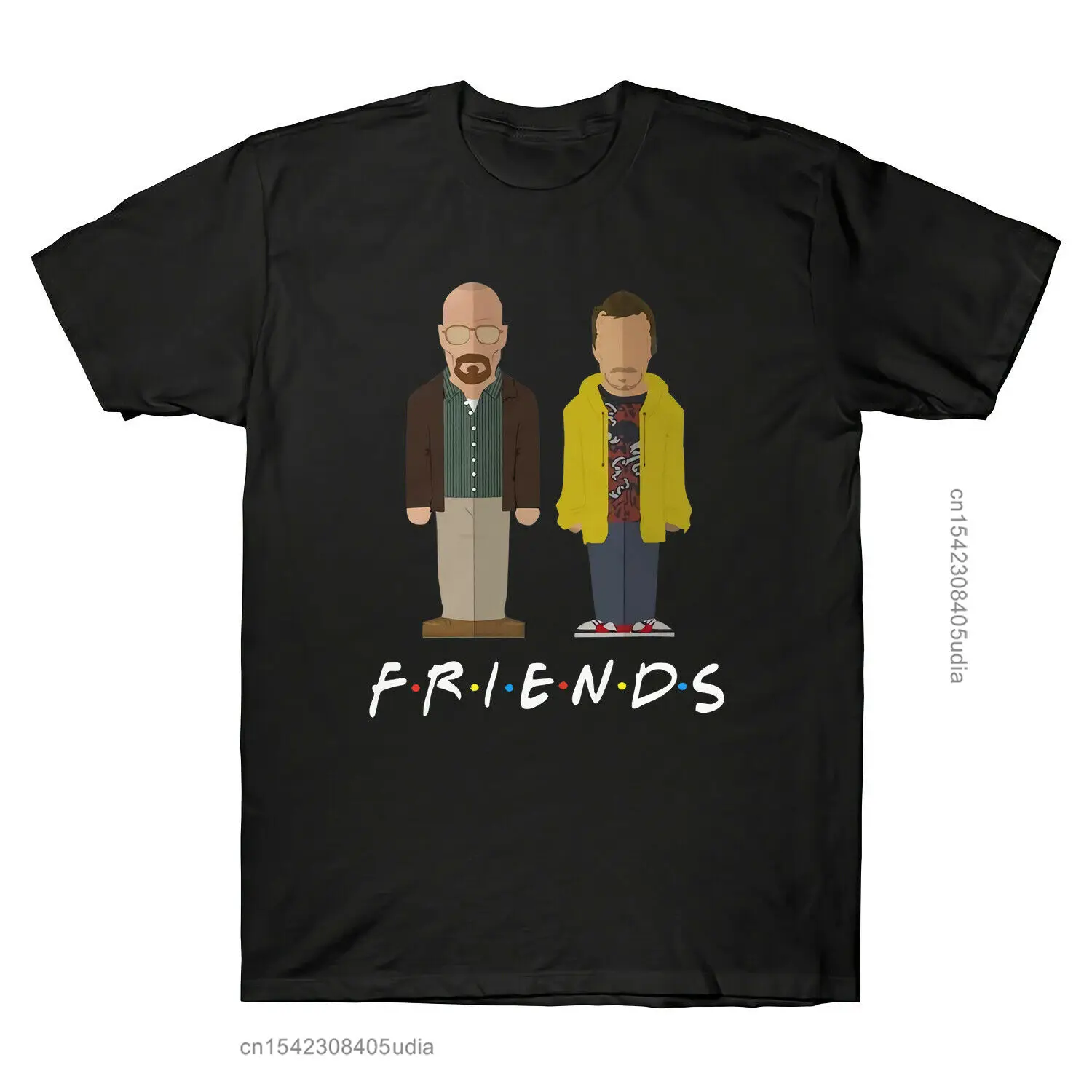 Breaking Bad Walter And Jesse Friends Funny Vintage Men\'s T Shirt Cotton Black T Shirts Men Harajuku Streetwear Tshirt Male