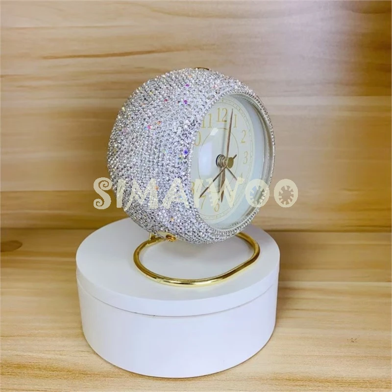 Horloge de Luxe en Verre Brcorporelle, Strass, Fait à la Main, Diamant, Point de Croix, Mosaïque, Broderie, Décoration de Mariage