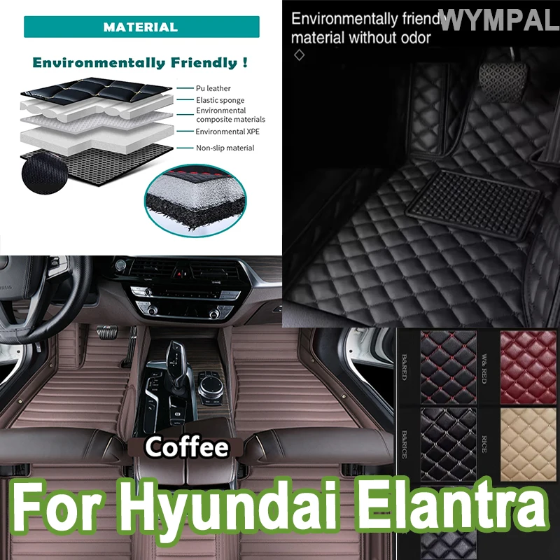 

Luxury Leather Car Floor Mats For Hyundai Elantra Avante AD MK6 2017~2020 Mat Auto Carpet Rug Set Interior Parts Car Acce