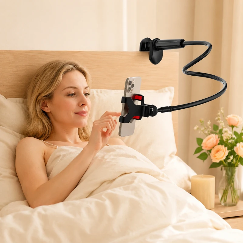 

70CM Universal Mobile Phone Holder, Long Arm Lazy Clamp Stand for Bedside & Desktop, Compatible with iPhone, Xiaomi, Huawei, Sam