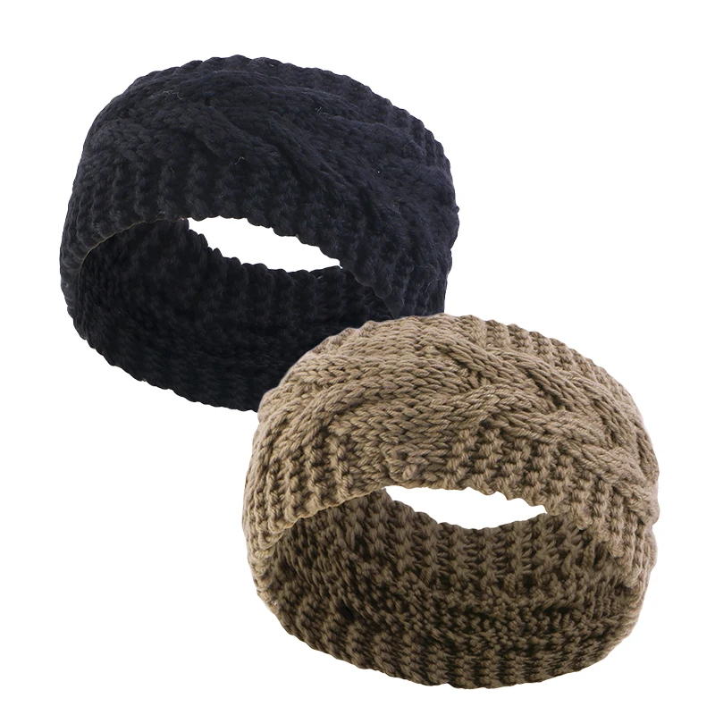 2 STK./SET Geflochtene Haarbänder aus Wolle, Winter-Strick-Innenschicht, winddicht und wärmendes Stirnband – Detail 6