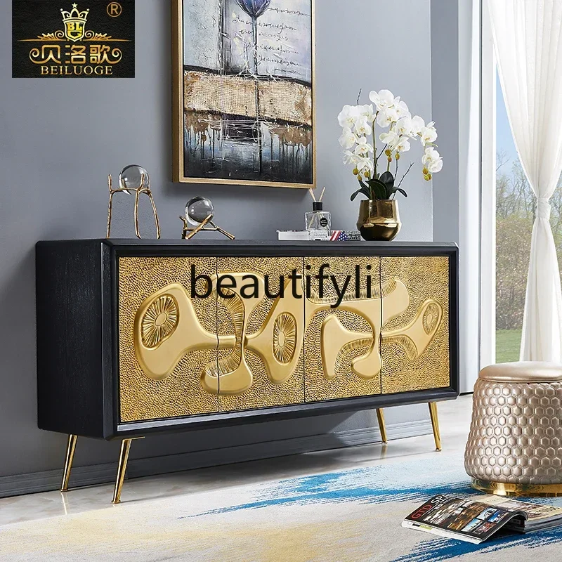 M178 American porch cabinet, multi-functional side cabinet, living room, neoclassical three-dimensional engraved locker