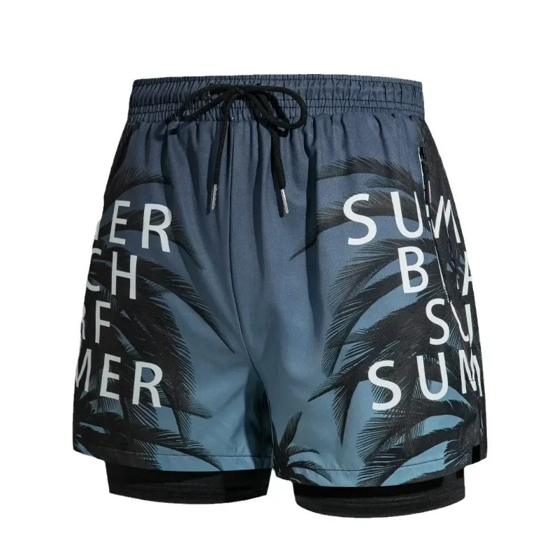 Short de bain double couche pour homme, équipement de natation adulte, pantalon de plage professionnel, assressentianti-république, doublé, nouveau maillot de bain