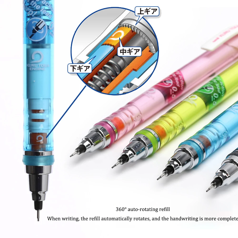 Japan UNI Mechanical Pencil M5-450T Kuruto Plus Lead Core Automatic Rotation Constantly Lead 0.5mm School Supplies Stationery