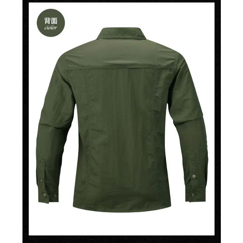 ربيع الخريف جديد الرجال موضة الأعمال قمصان غير رسمية الصلبة Mulit جيب قمصان طويلة الأكمام الذكور القمصان التكتيكية العسكرية