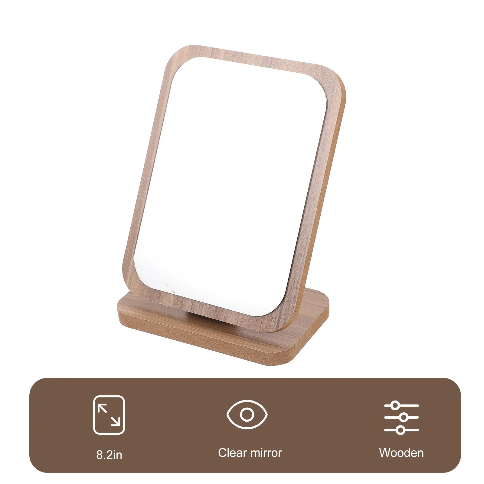 1pc houten make-upspiegel make-up desktop type dressoir tafelblad draagbare spiegel voor slaapkamer badkamer duurzaam glad hoog