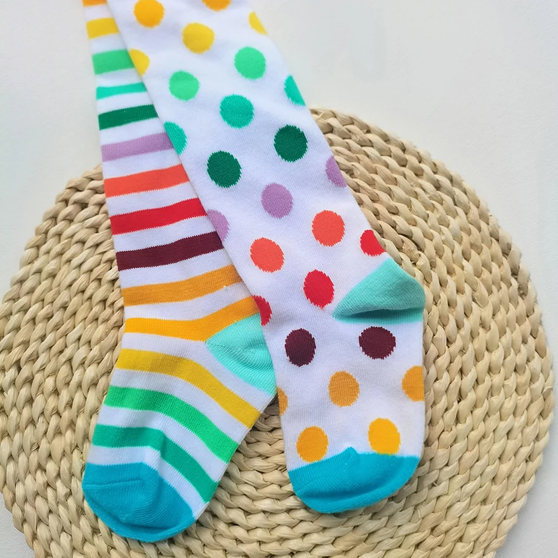 1 PCS Children Spring Autumn Multicolour Dot Tights  Cotton Baby Girl Striped Pantyhose Kids Striped Tights Soft Infant Clothing