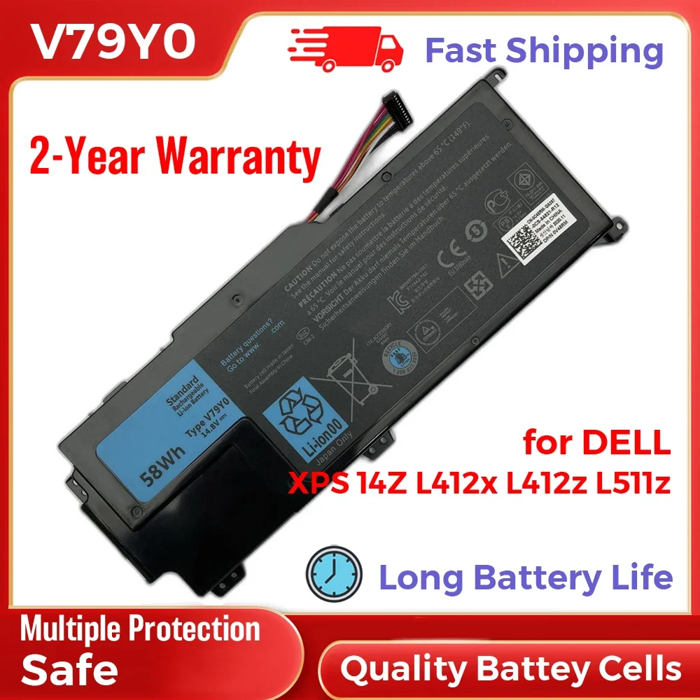 V79Y0 58Wh สำรองแบตเตอรี่แล็ปท็อปสำรองสำหรับ Dell XPS 14Z XPS L412x XPS L412z XPS L511z 14.8V อายุการใช้งานแบตเตอรี่ยาวนาน